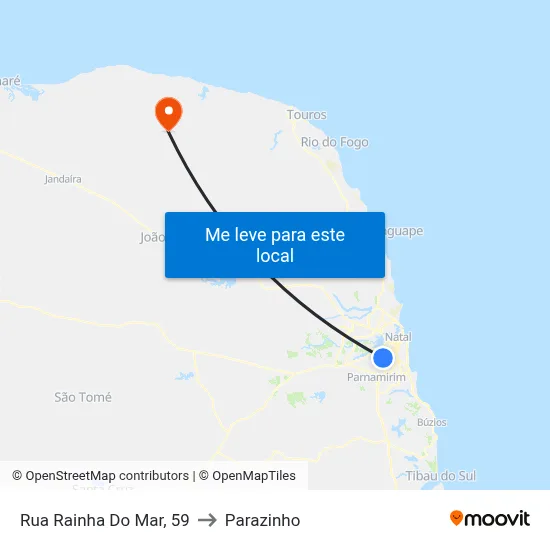 Rua Rainha Do Mar, 59 to Parazinho map