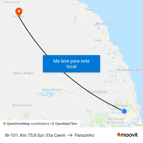 Br-101, Km 75,8 Sul | Eta Caern to Parazinho map