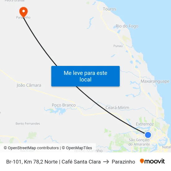 Br-101, Km 78,2 Norte | Café Santa Clara to Parazinho map