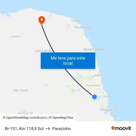 Br-101, Km 118,9 Sul to Parazinho map