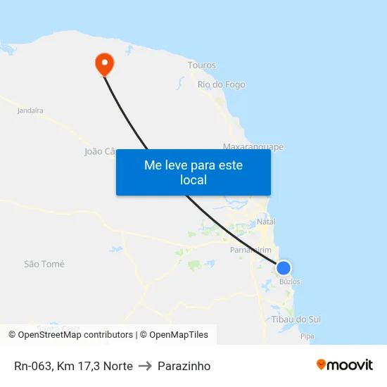 Rn-063, Km 17,3 Norte to Parazinho map