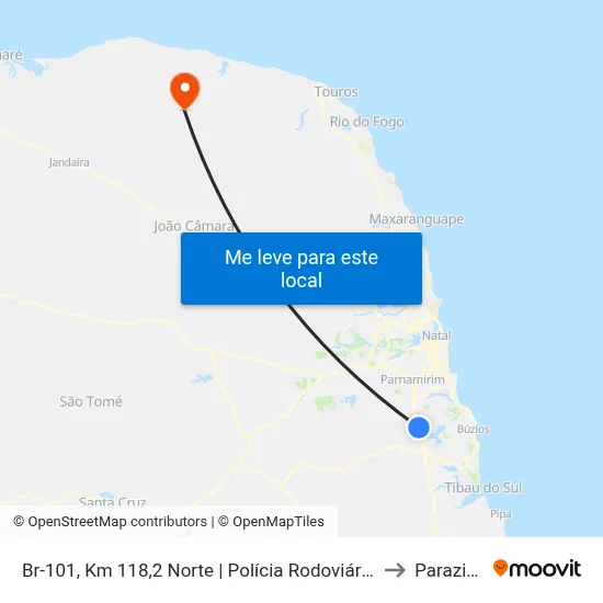 Br-101, Km 118,2 Norte | Polícia Rodoviária Federal to Parazinho map