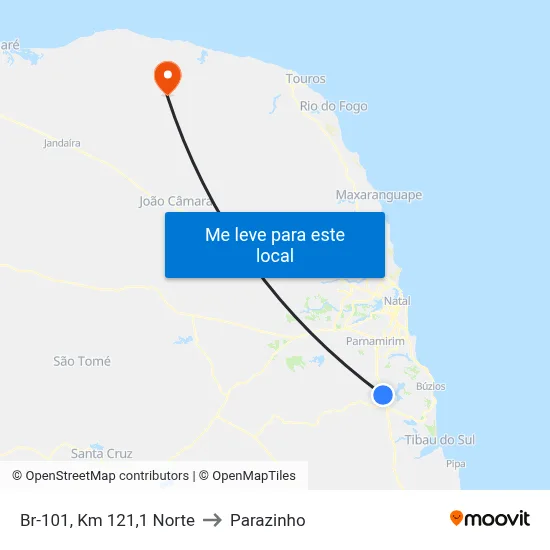 Br-101, Km 121,1 Norte to Parazinho map