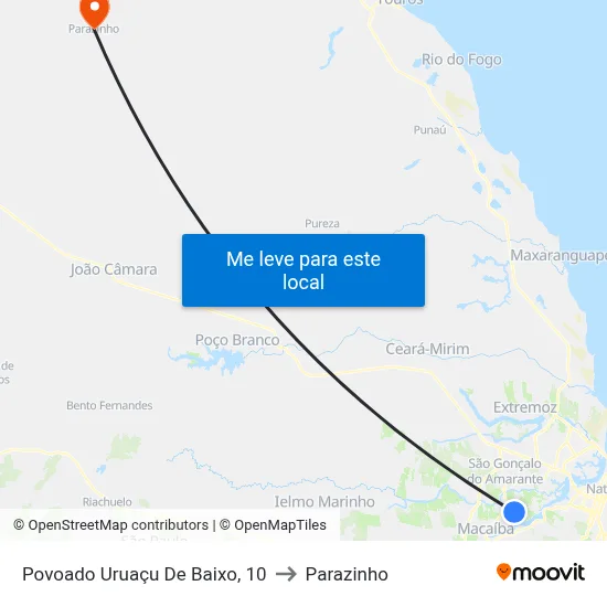 Povoado Uruaçu De Baixo, 10 to Parazinho map
