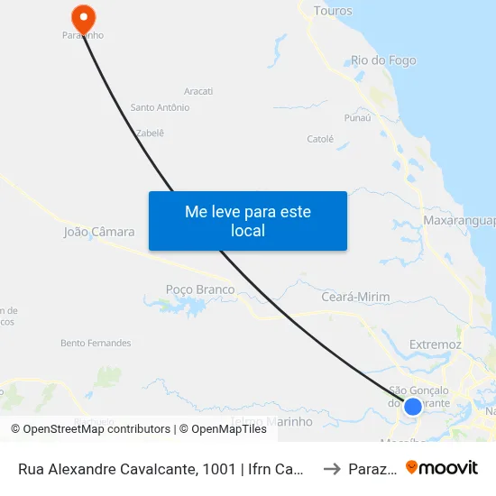 Rua Alexandre Cavalcante, 1001 | Ifrn Campus São Gonçalo to Parazinho map