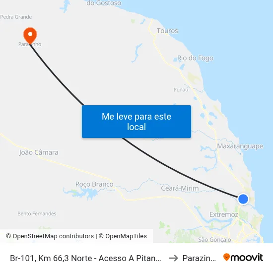 Br-101, Km 66,3 Norte - Acesso A Pitangui to Parazinho map