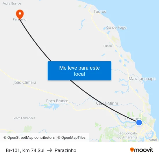 Br-101, Km 74 Sul to Parazinho map
