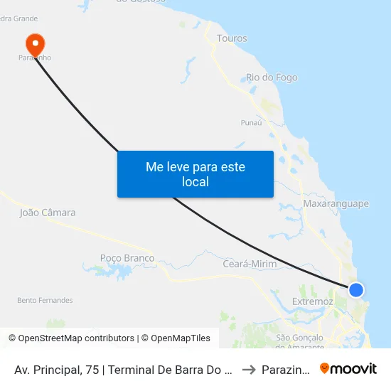 Av. Principal, 75 | Terminal De Barra Do Rio to Parazinho map