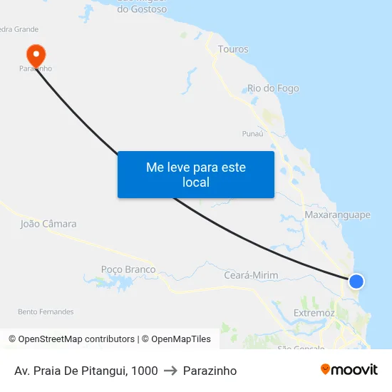 Av. Praia De Pitangui, 1000 to Parazinho map