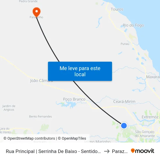 Rua Principal | Serrinha De Baixo - Sentido Canto De Moça to Parazinho map