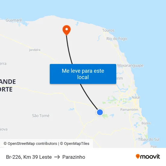 Br-226, Km 39 Leste to Parazinho map
