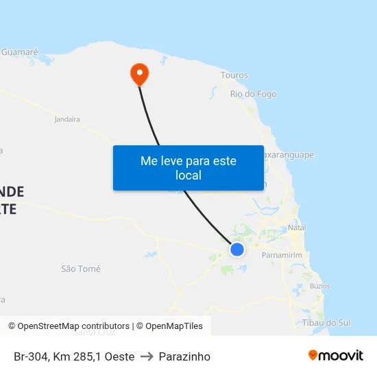 Br-304, Km 285,1 Oeste to Parazinho map