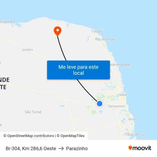 Br-304, Km 286,6 Oeste to Parazinho map