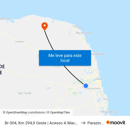 Br-304, Km 294,9 Oeste | Acesso A Macaíba to Parazinho map