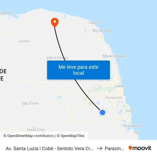 Av. Santa Luzia | Cobé - Sentido Vera Cruz to Parazinho map