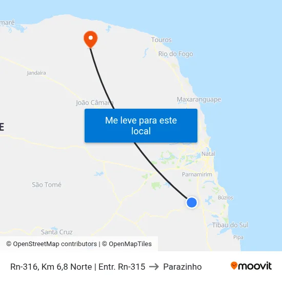 Rn-316, Km 6,8 Norte | Entr. Rn-315 to Parazinho map