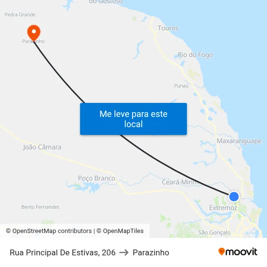 Rua Principal De Estivas, 206 to Parazinho map