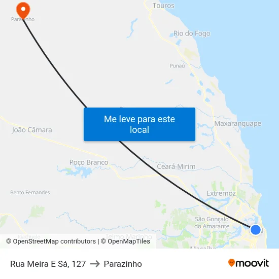 Rua Meira E Sá, 127 to Parazinho map