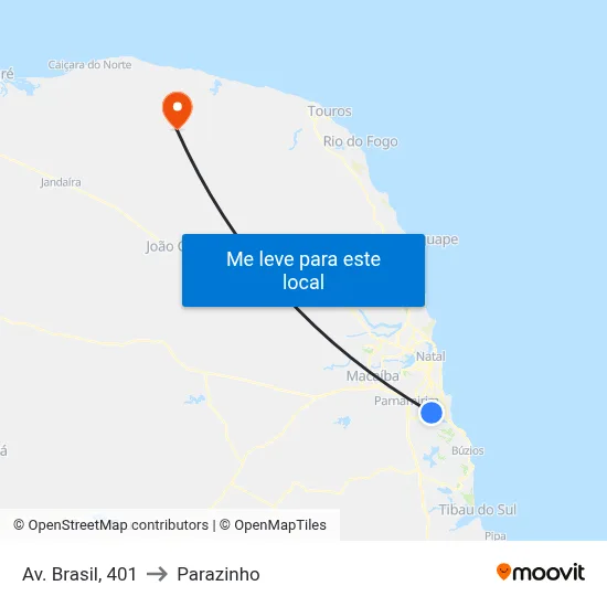 Av. Brasil, 401 to Parazinho map