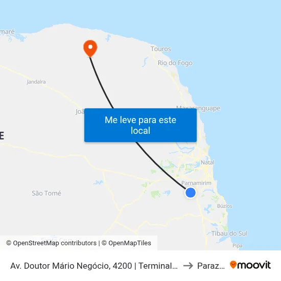 Av. Doutor Mário Negócio, 4200 | Terminal Das Linhas 1 E 4 to Parazinho map