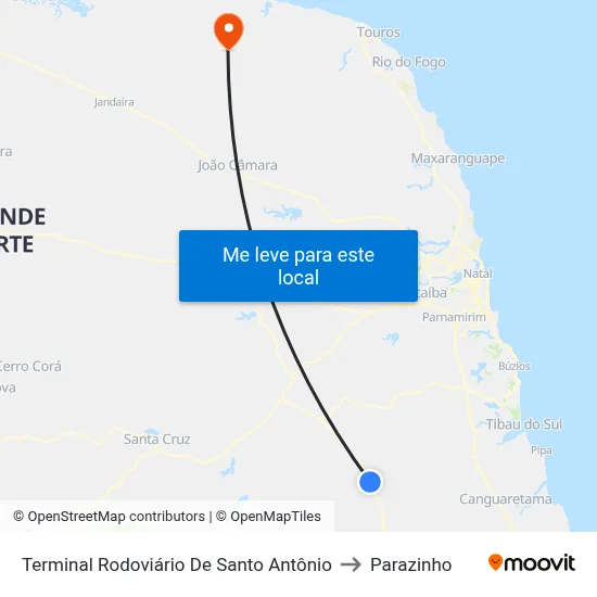 Terminal Rodoviário De Santo Antônio to Parazinho map