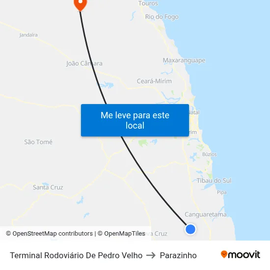 Terminal Rodoviário De Pedro Velho to Parazinho map