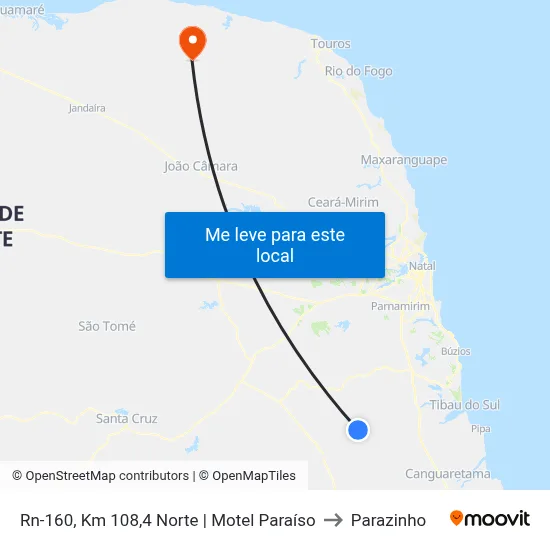 Rn-160, Km 108,4 Norte | Motel Paraíso to Parazinho map