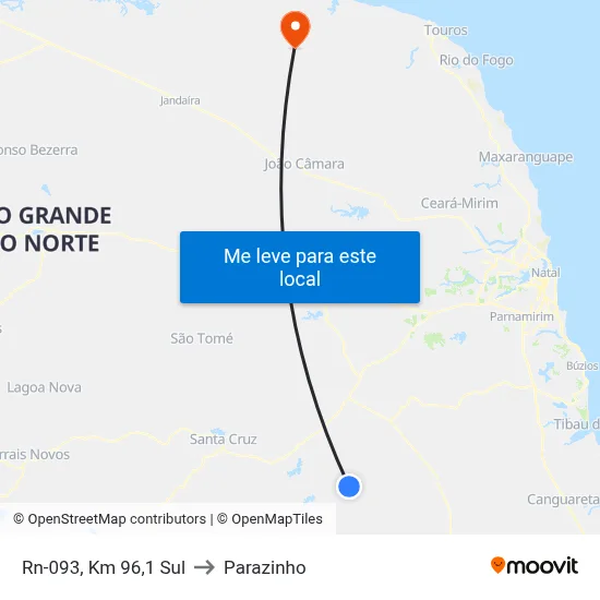 Rn-093, Km 96,1 Sul to Parazinho map
