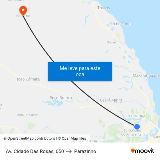 Av. Cidade Das Rosas, 650 to Parazinho map