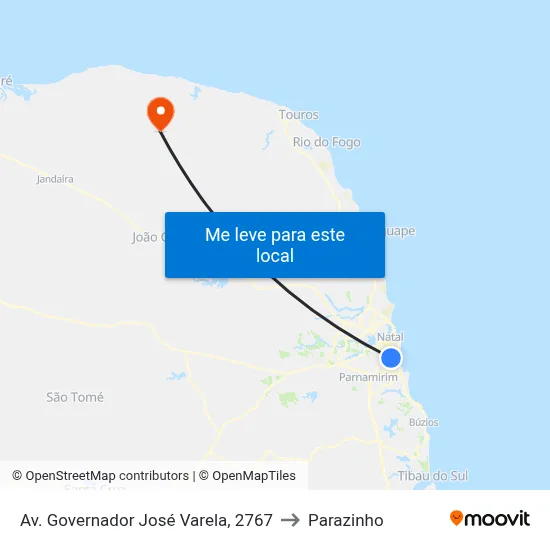 Av. Governador José Varela, 2767 to Parazinho map