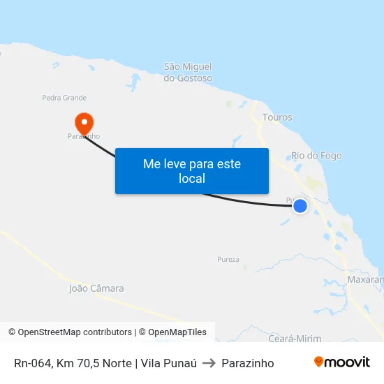 Rn-064, Km 70,5 Norte | Vila Punaú to Parazinho map