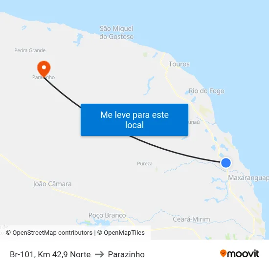 Br-101, Km 42,9 Norte to Parazinho map