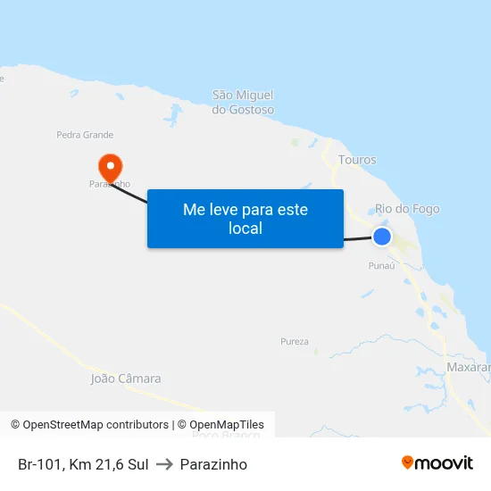 Br-101, Km 21,6 Sul to Parazinho map