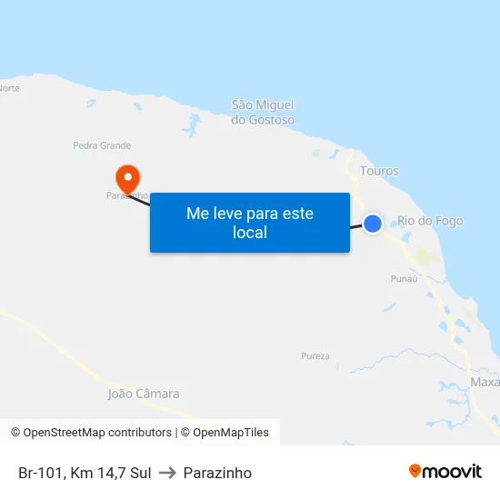 Br-101, Km 14,7 Sul to Parazinho map