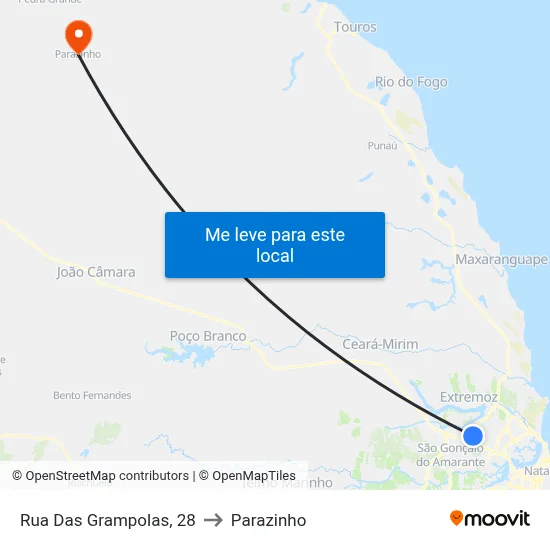 Rua Das Grampolas, 28 to Parazinho map