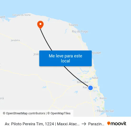 Av. Piloto Pereira Tim, 1224 | Maxxi Atacado to Parazinho map