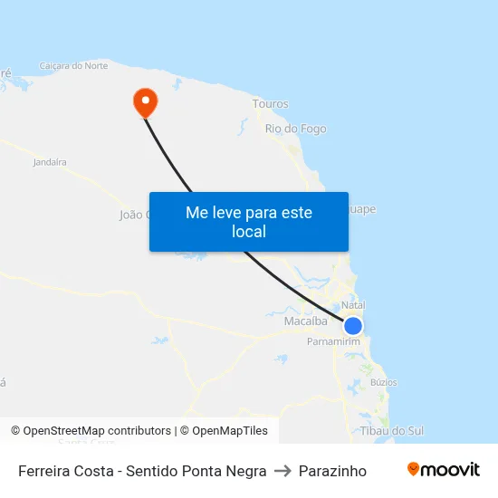 Ferreira Costa - Sentido Ponta Negra to Parazinho map