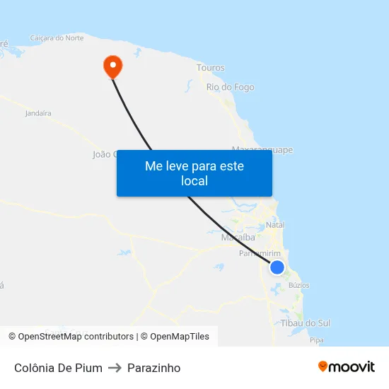 Colônia De Pium to Parazinho map