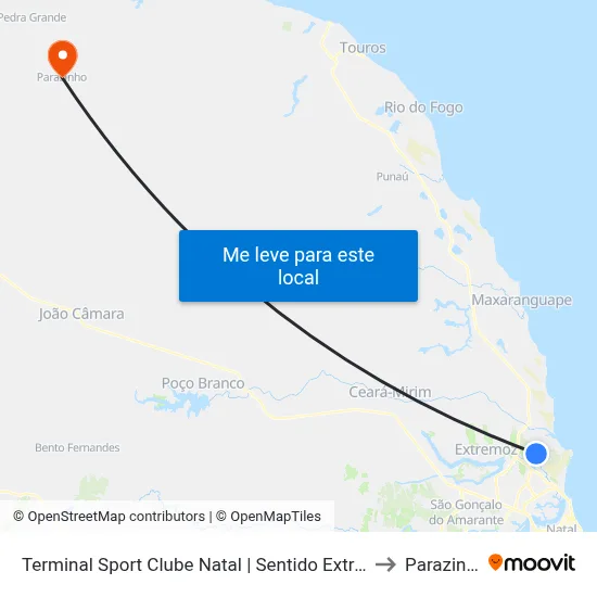 Terminal Sport Clube Natal | Sentido Extremoz to Parazinho map