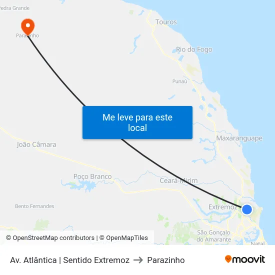 Av. Atlântica | Sentido Extremoz to Parazinho map