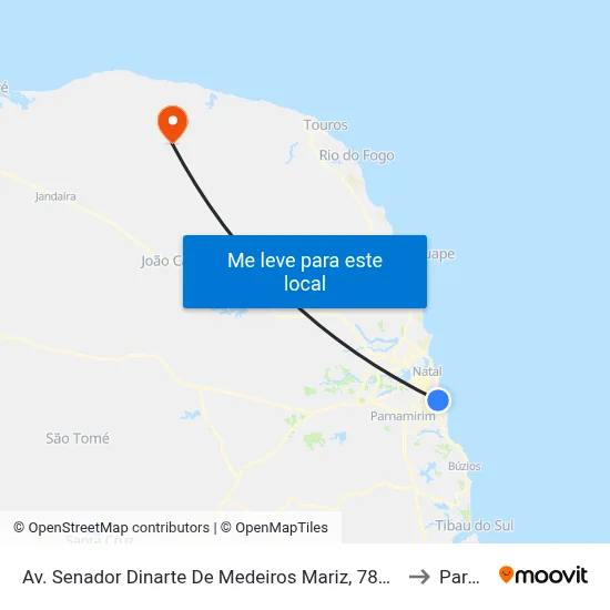 Av. Senador Dinarte De Medeiros Mariz, 7850 | Ocean Palace Beach Resort to Parazinho map