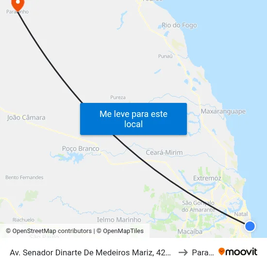 Av. Senador Dinarte De Medeiros Mariz, 4223 | E-Suites Natal Vila Do Mar to Parazinho map