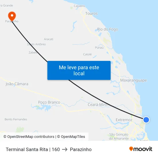 Terminal Santa Rita | 160 to Parazinho map