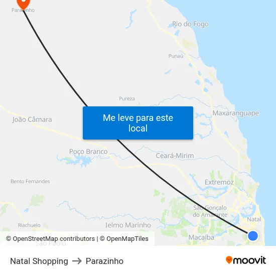 Natal Shopping to Parazinho map