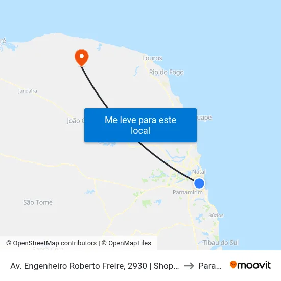 Av. Engenheiro Roberto Freire, 2930 | Shopping Cidade Jardim to Parazinho map