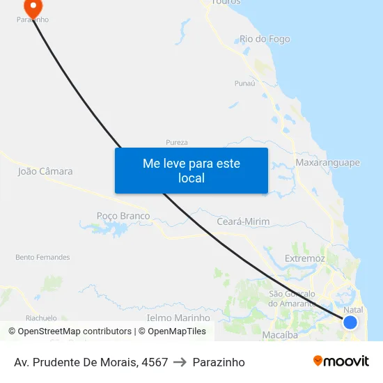 Av. Prudente De Morais, 4567 to Parazinho map