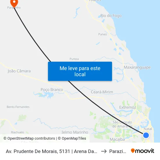 Av. Prudente De Morais, 5131 | Arena Das Dunas to Parazinho map