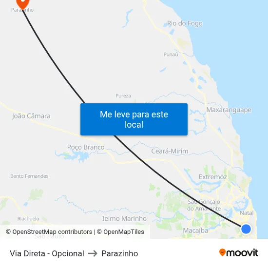 Via Direta - Opcional to Parazinho map