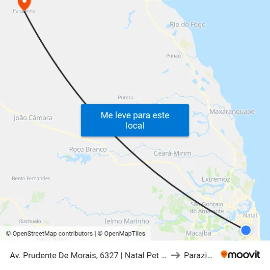 Av. Prudente De Morais, 6327 | Natal Pet Center to Parazinho map