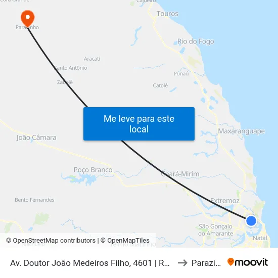 Av. Doutor João Medeiros Filho, 4601 | Raru's Motel to Parazinho map